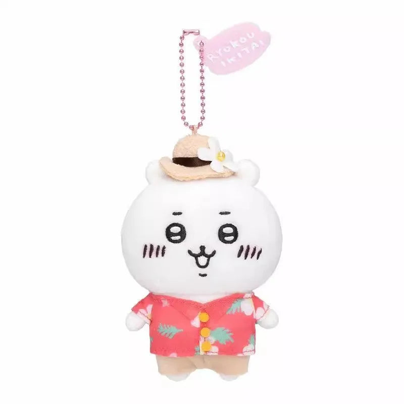 10cm cute Chiikawa Hachiware Usagi sightseeing and travel kawaii children's gift plush toy backpack key pendant