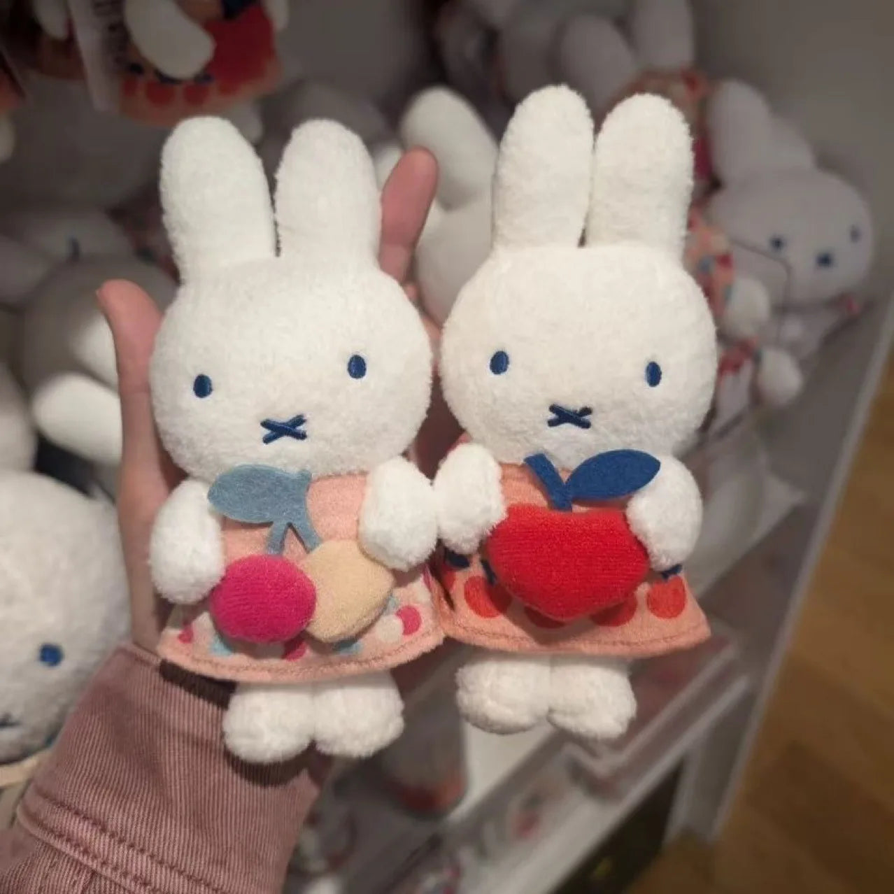 Kawaii Miffy Fruit Series Cherry Apple Pendant Keychain Cute Plush Doll Gift Toys