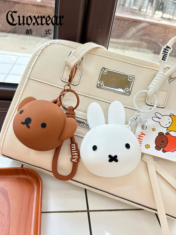 Kawaii Miffy Silicone Coin Purse Cute Mini Earphone Case Pendant Boris Coin Storage Bag Toy Gift for Gril