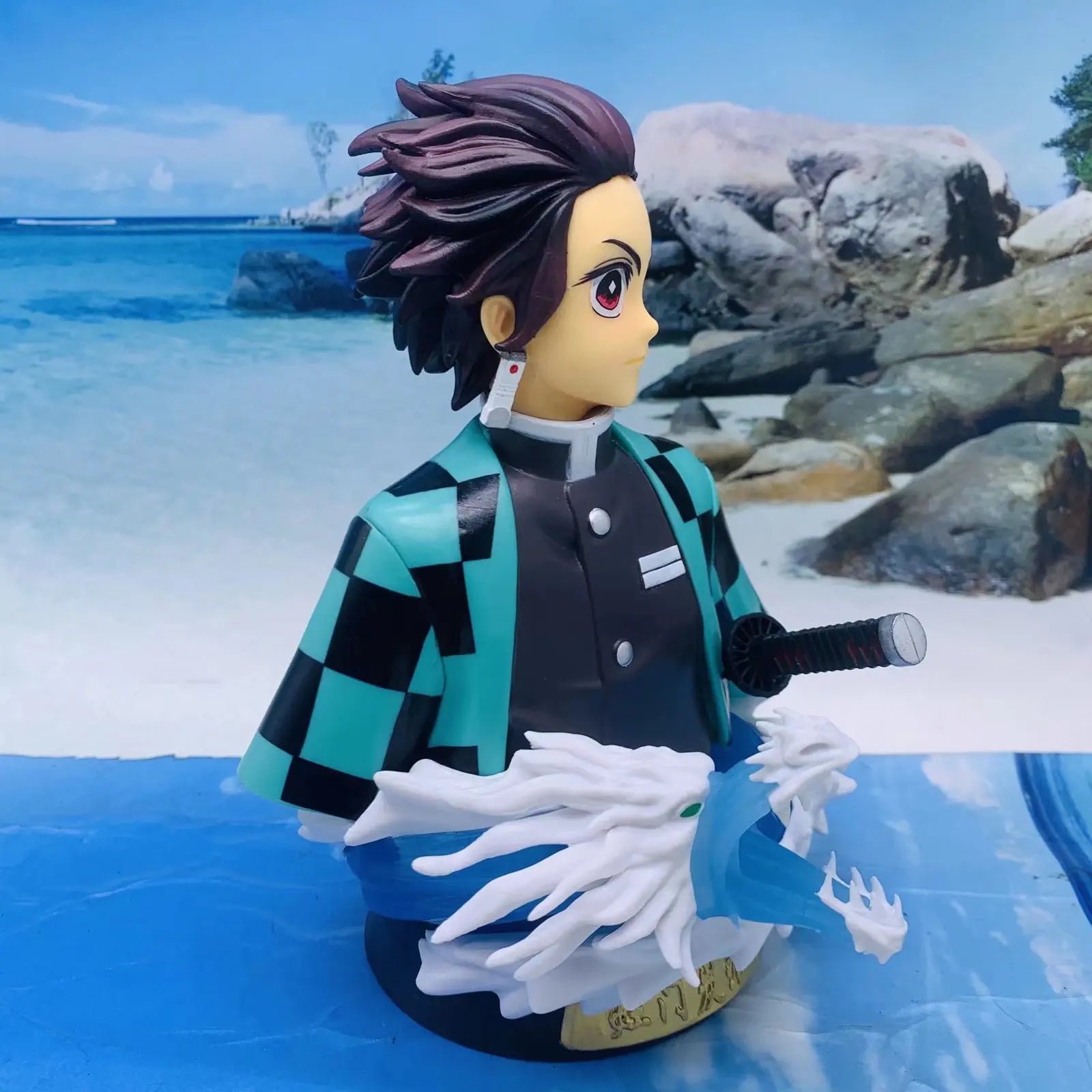 Demon Slayer Figures Gk Bust Tanjiro Bust Model Remote Control Luminous Ornament Box Figure Collectible Desktop Toys