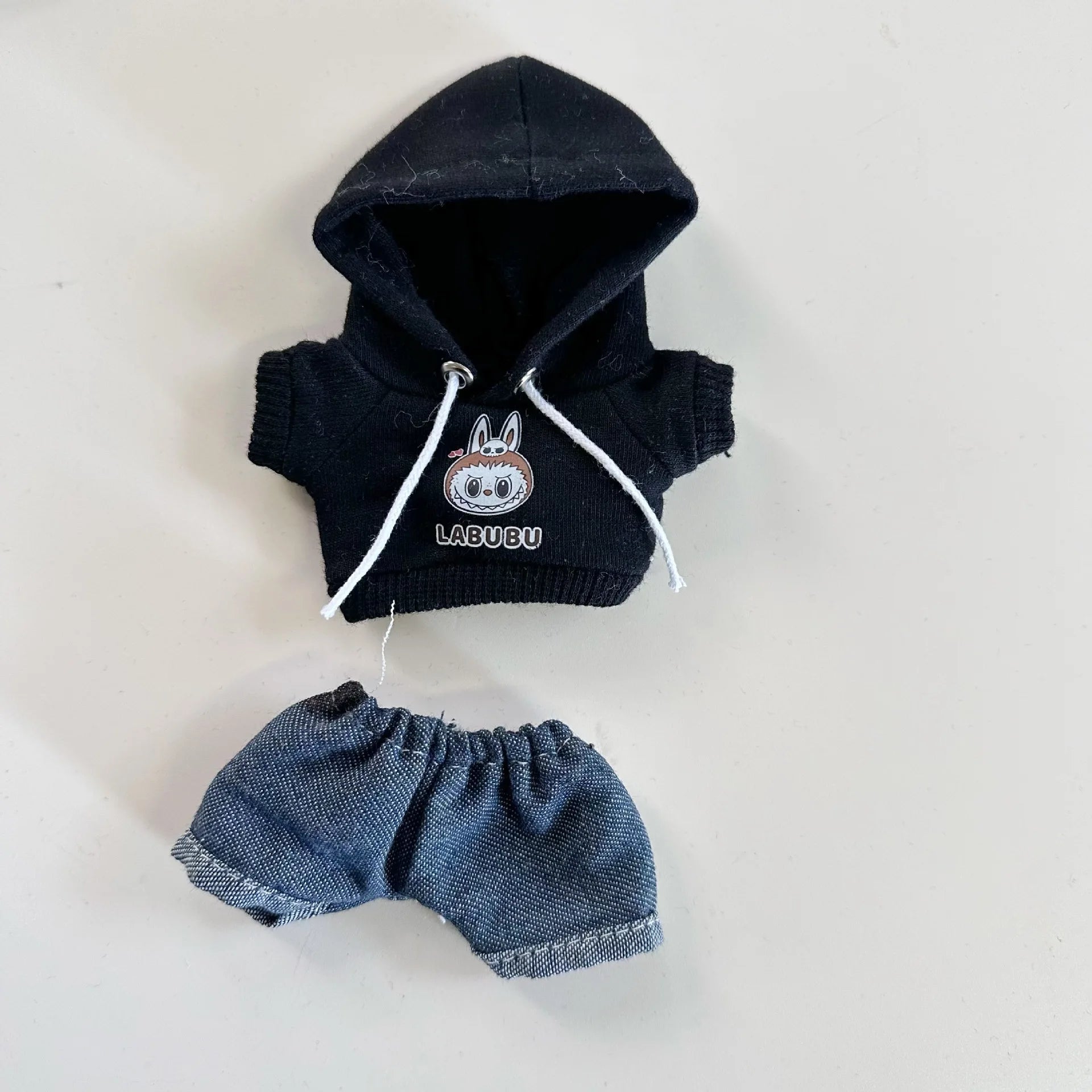 17cm Labubu I II Idol Dolls Cute Mini Plush Doll'S Clothes Korea Kpop Exo Idol Dolls DIY Accessories Gifts Bear Hoodie Set