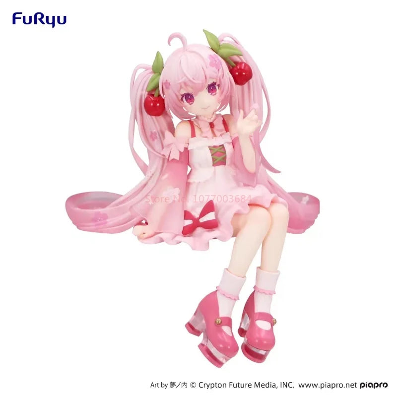 Sakura Miku Anime Toy Cute Hatsune Miku Pretty Girl Sitting Style Figurine Model Collection Toy Gifts