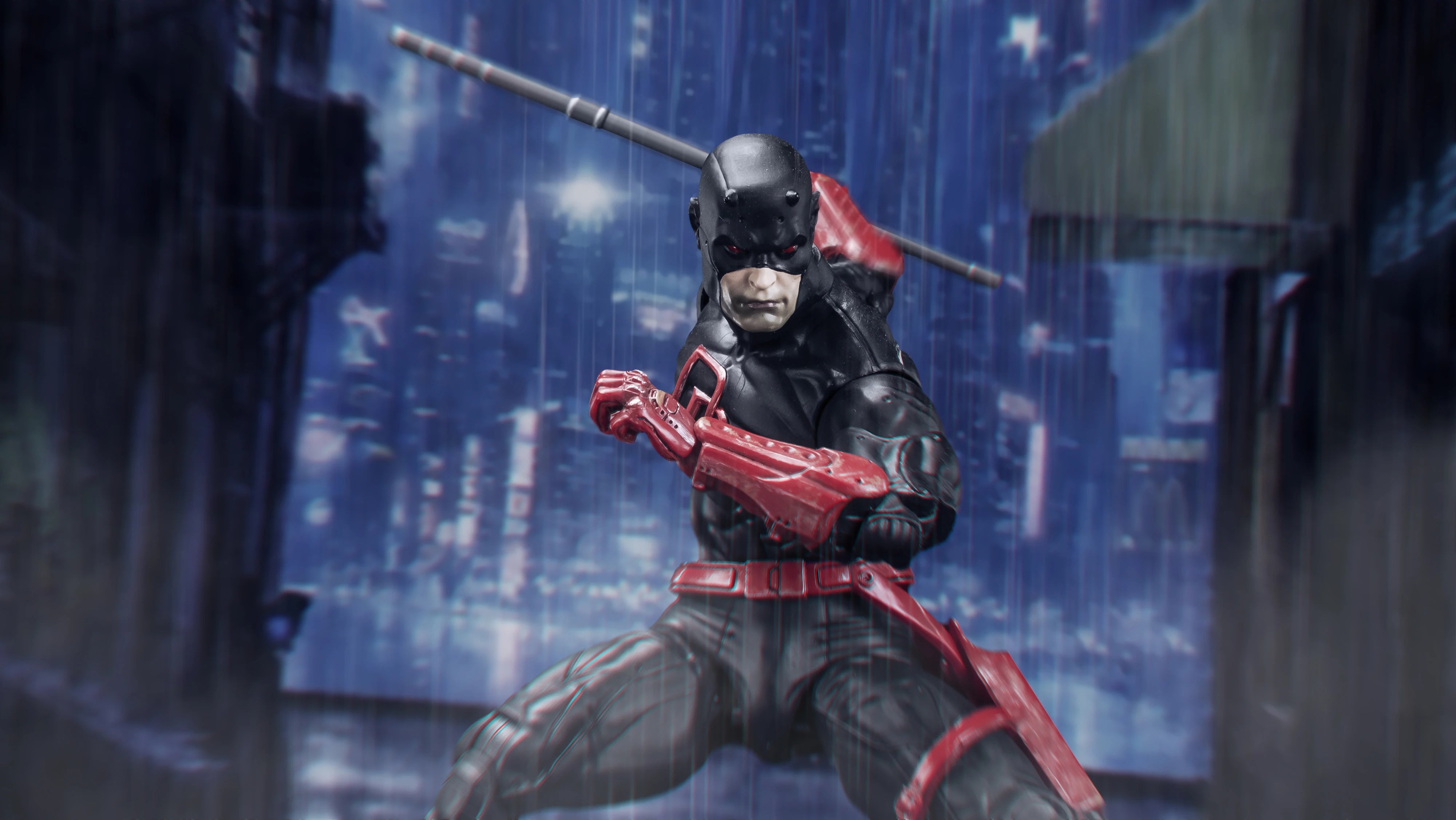 In Stock - FlefToys Marvel Daredevil Classic Red Shadowland Reborn Black 8