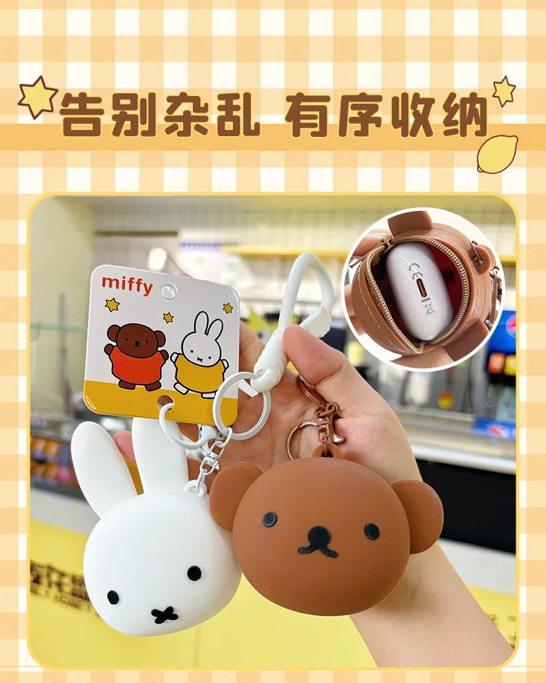 Kawaii Miffy Silicone Coin Purse Cute Mini Earphone Case Pendant Boris Coin Storage Bag Toy Gift for Gril