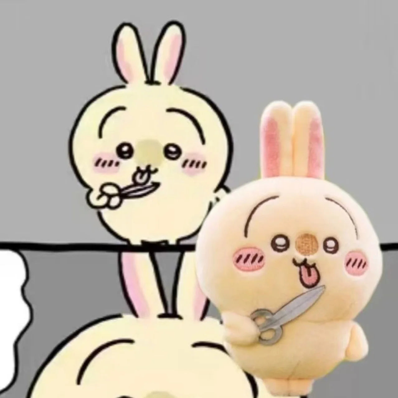 Self-deprecating Bear New Scissors Rabbit Usagis Plush Doll Girl Bag Pendant Cartoon Plush Toy Keychain Decoration Birthday Gift