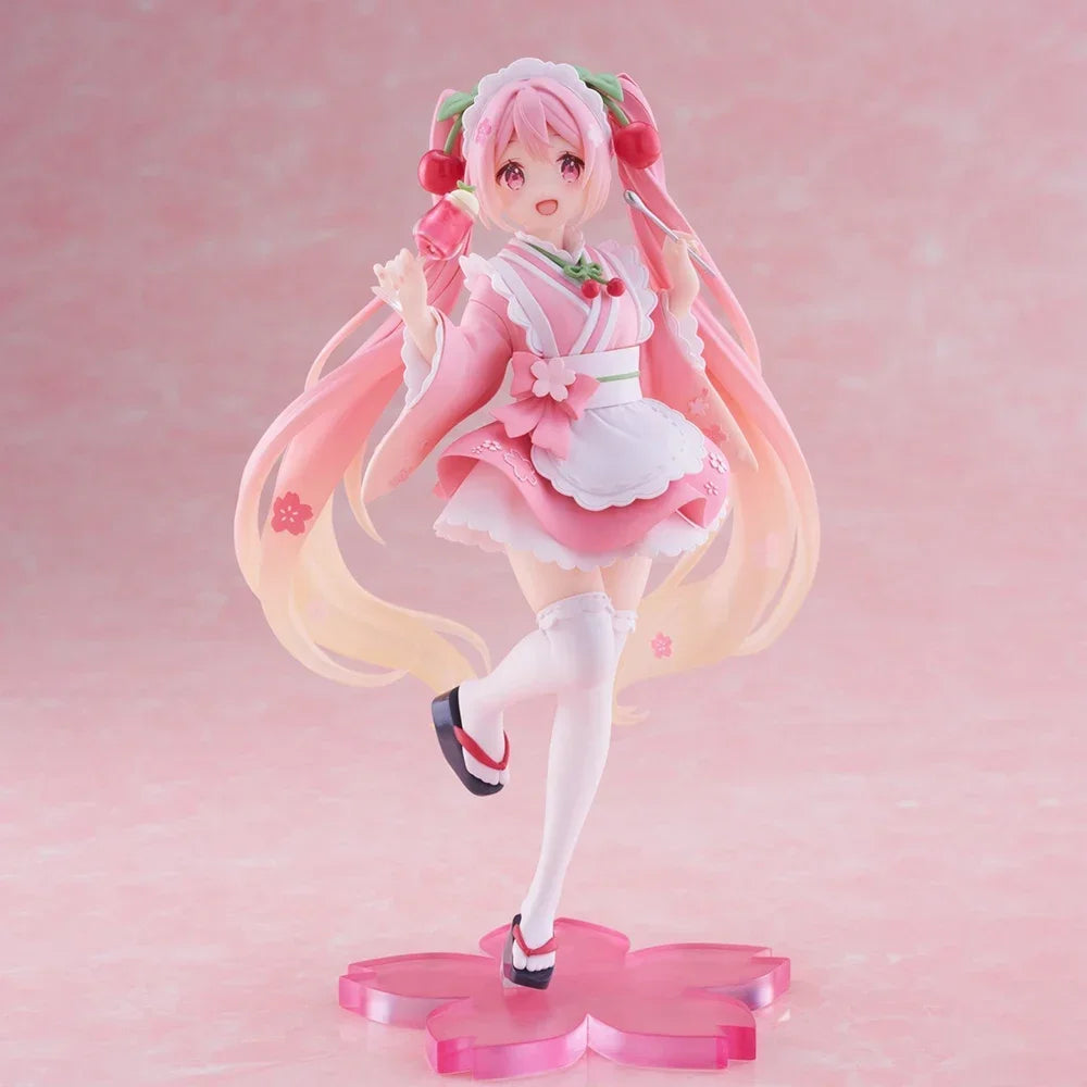 18CM TAITO Hatsune Miku Coreful Sakura Wafuu Kissa Ver. Maid Figure Anime Figurine Model Collectible Toys Kawaii Gift