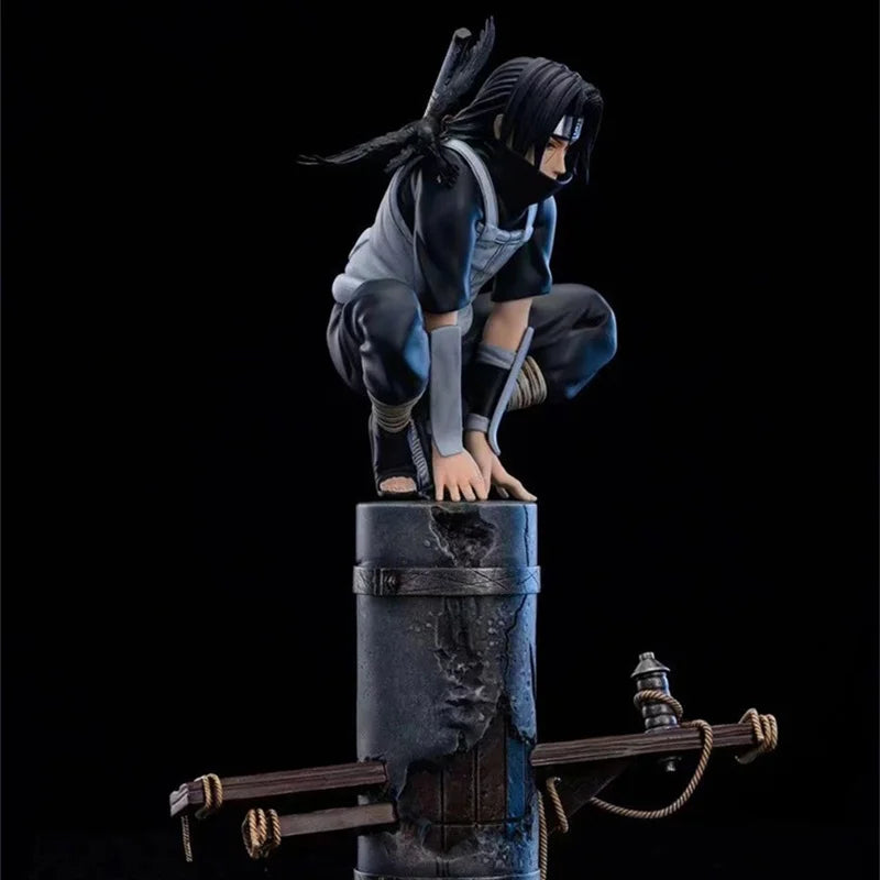 23cm Anime Naruto Anbu Uchiha Itachi Tsukuyomi Sharingan Squatting Figure Pvc Model Decoration Collection Toy Gift Ship