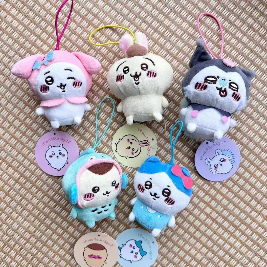 Chiikawa Self-deprecating Bear Collaboration Sanrioin Plush Doll Helo Kiity1 Melodyi Kuromev Sachiji Plush Toy Keychain Decorate