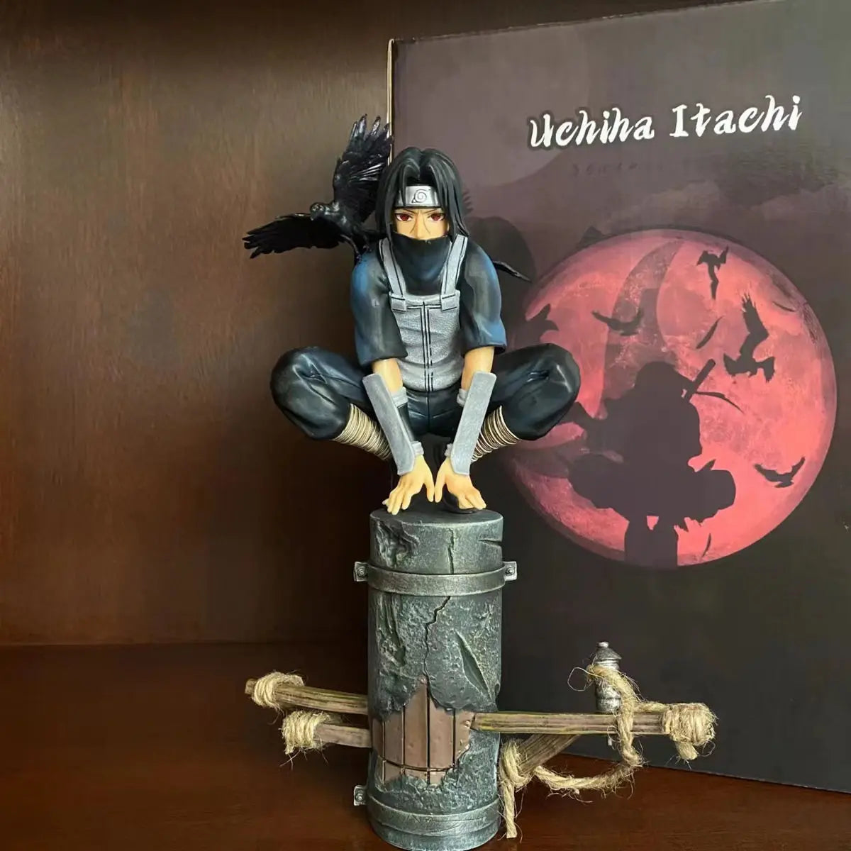23cm Anime Naruto Anbu Uchiha Itachi Tsukuyomi Sharingan Squatting Figure Pvc Model Decoration Collection Toy Gift Ship