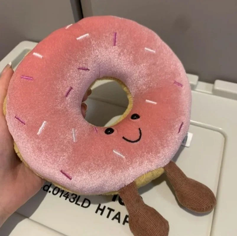 Jelly Cat 20cm Pink Donut Plush Doll Cute Dessert Bread Home Decoration Cat And Dog Interactive Toy Pet Gift