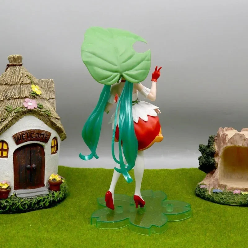 21CM Anime Hatsune Miku Figure Fairy Tale Green Leaves Thumbelina PVC Action Figure Collectible Doll Toy Gift For Fans Cute