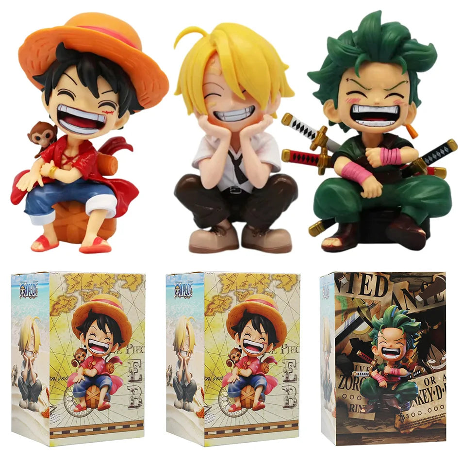 13cm Anime Figure One Piece Monkey D Luffy Roronoa Zoro Kawaii Toys Car Decoration PVC Model Gift