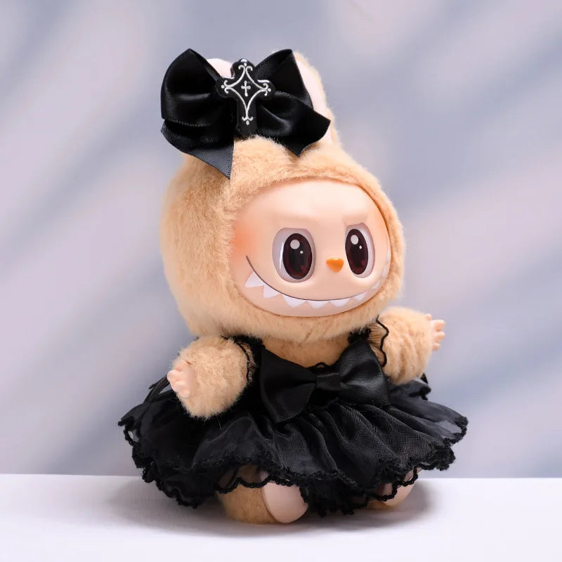 Labubu Clothes Fashion Gothic Style Skirt Labubu Doll Clothes Pendant Little Devil Strap Skirt 15/17cm Plush Doll Universal (No Doll)