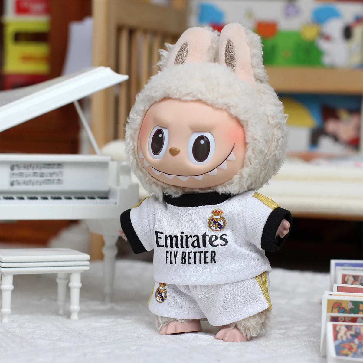 17cm Labubu Football Size 10 Clothing V1V2 V3 Labubu Doll Size 7 Vinyl Pendant Doll Clothing DIY Sportswear Boy Gift Toy (No Doll)