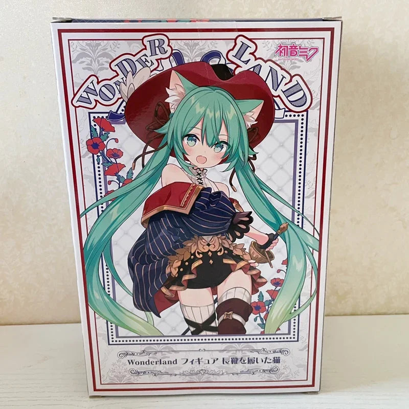 Taito Hatsune Miku Figure Wonderland Puss In Boots Anime Action Figurines Collection Model Statue Doll Toys Kid Gift