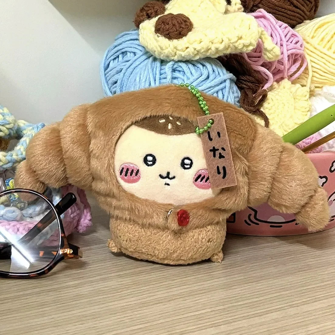 Chiikawa Angry Series Of Croissant Croissants Pendant Usagi Interior Decoration Plush Doll Girl Holiday Birthday Gift