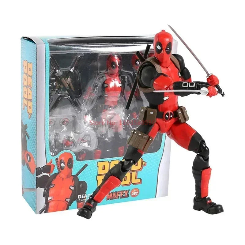 Stock 16cm Anime Deadpool Mafex 082 X-men Action Figures Comic Version Collectable Model Doll Cool Boys Birthday Festival Gifts