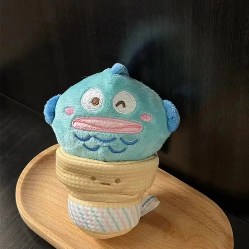 Cartoon Sanrio Hangyodon Cross Dressing Burger Ice Cream Plush Toy Keychain Cute Doll Backpack Pendant Decoration Birthday Gifts