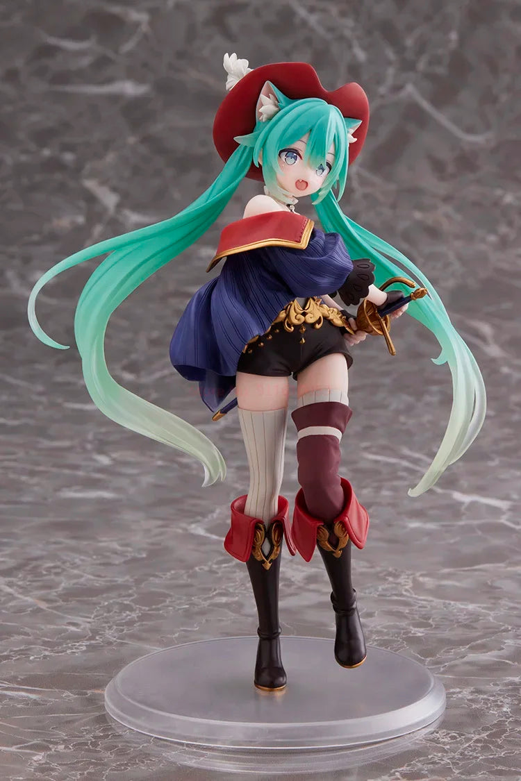 Taito Hatsune Miku Figure Wonderland Puss In Boots Anime Action Figurines Collection Model Statue Doll Toys Kid Gift