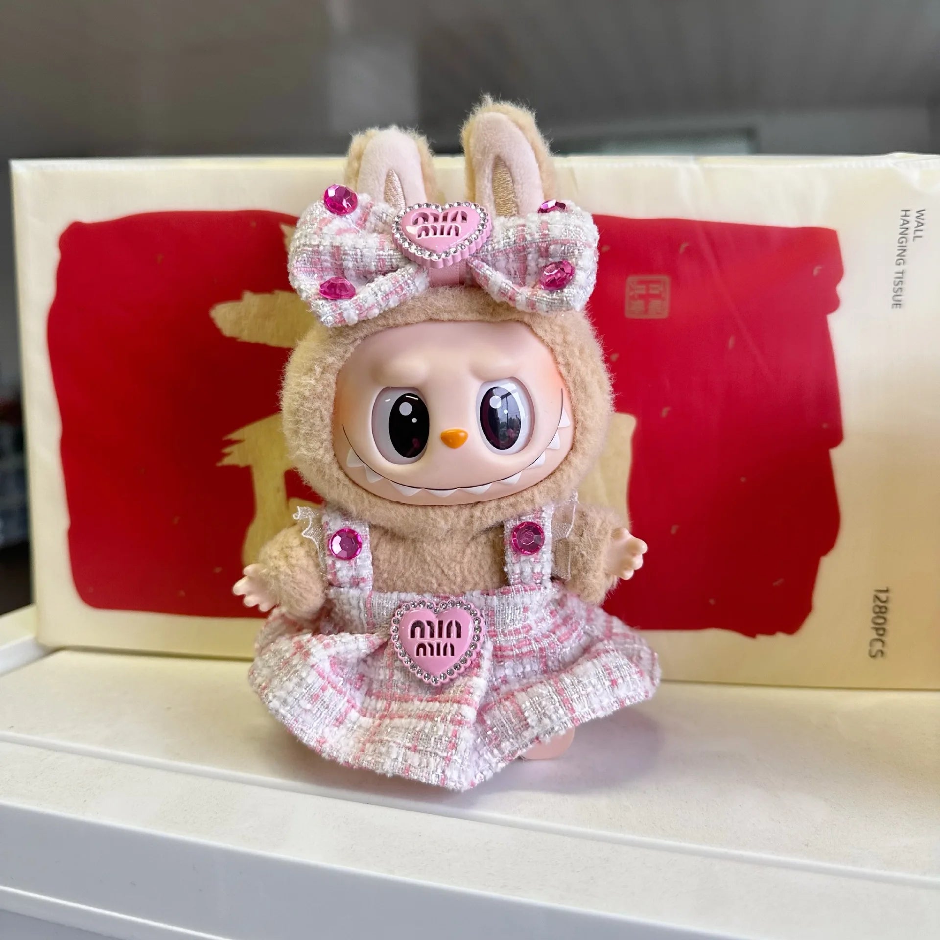 17cm Labubu I II Idol Dolls Cute Mini Plush Doll'S Clothes Korea Kpop Exo Idol Dolls DIY Accessories Pink Skirt Gifts New Style
