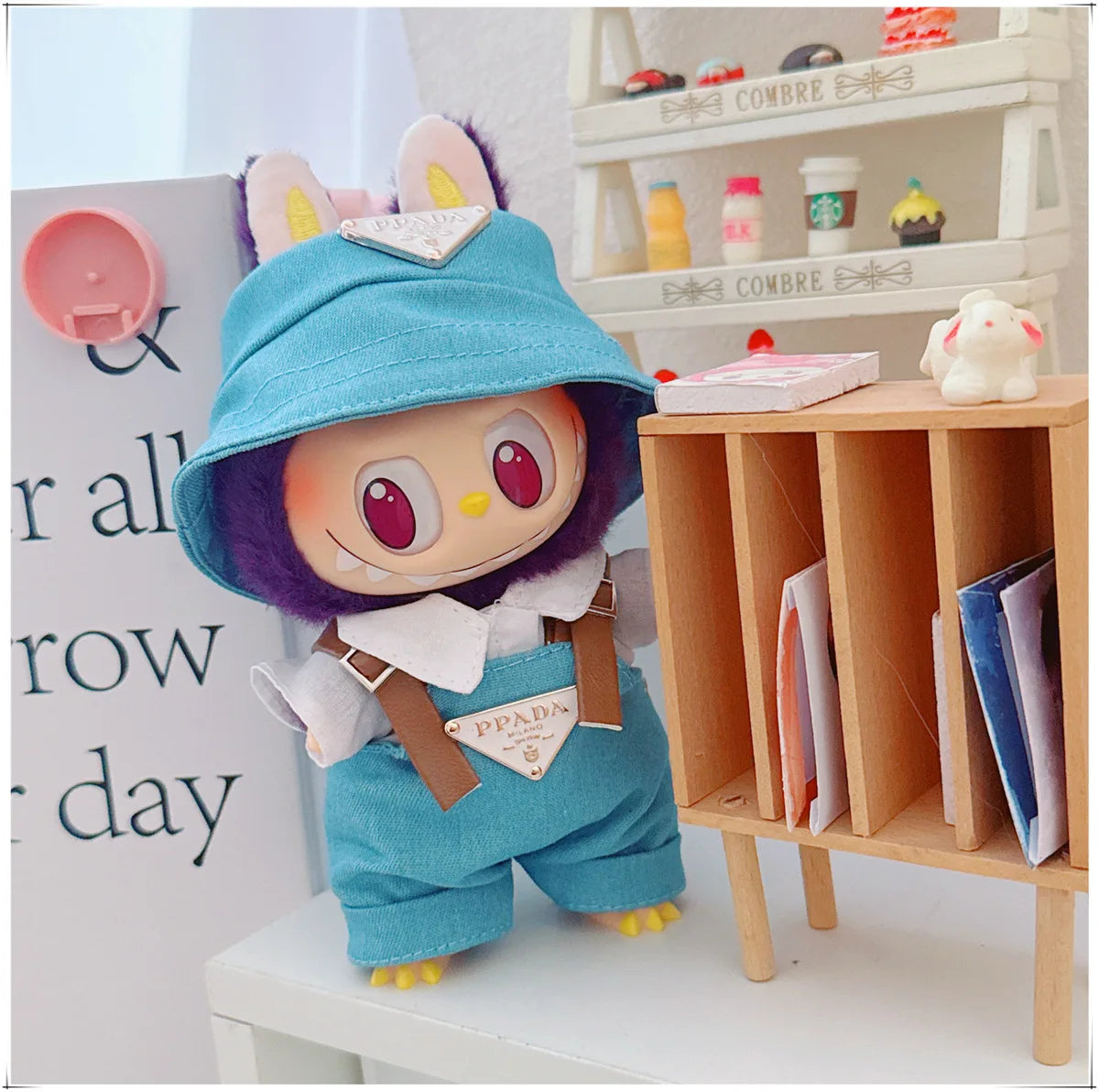 The first and second generations of Labubu only sell 17cm seated party clothes accessories inverted triangle workwear fashion (No Doll)