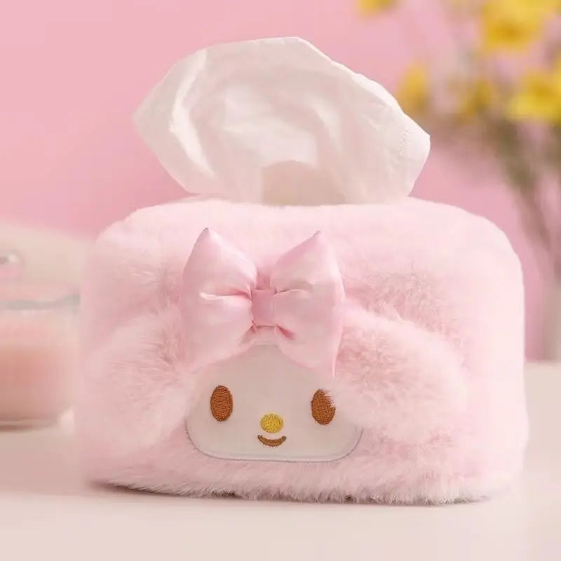 My Melody Hangyodon My Sweet Piano Kawaii Plush Tissue Drawer Car Mounted Household Simple Desktop Drawer Box Birthday Present