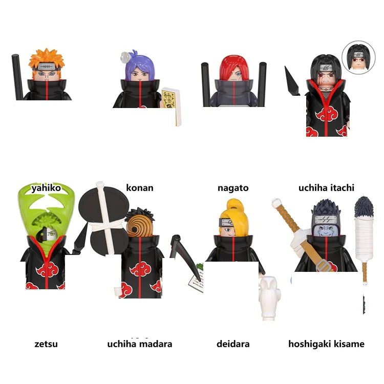 Naruto Sasuke Sakura Kakashi Obito Jiraiya Tsunade Anime Mini Man Blocks Figure