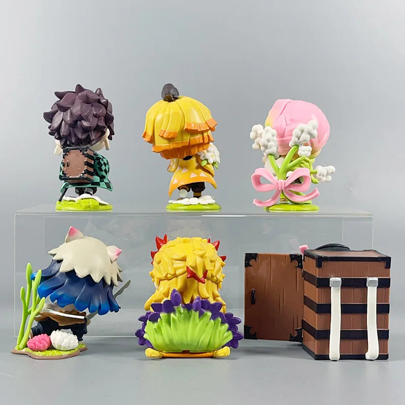 Demon Slayer Anime 9cm Model Figures Tanjirou Nezuko Zenitsu Kyoujurou Kanroji Dolls Action Figure Toys for Kids Birthday Gift