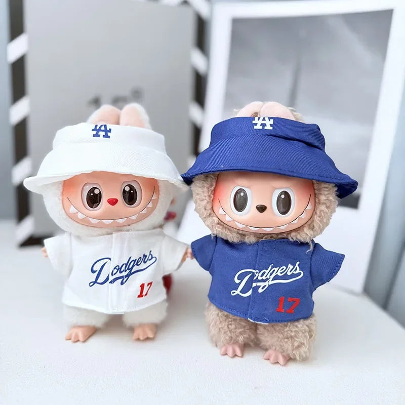The first, second and third generations of Labubu clothes pendant Labubu sitting baby clothes LA baseball suit trend