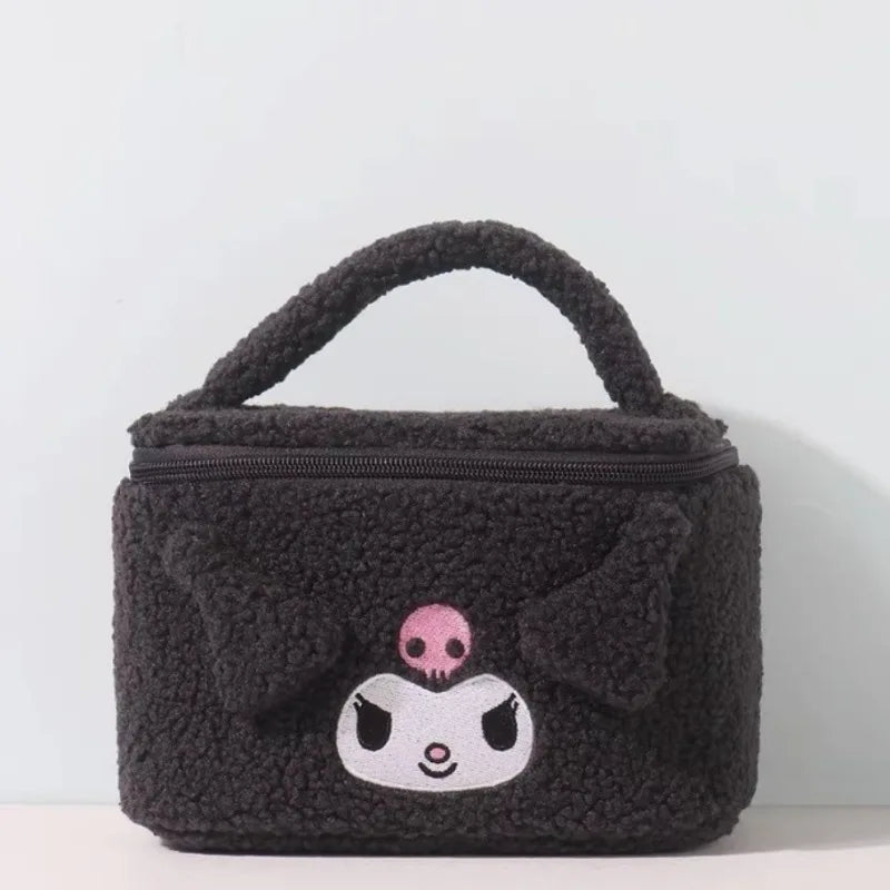 Sanrio Hello Kitty Plush Cosmetic Bag Cute Kuromi My Melody Zipper Large Women Travel Make Up Toiletry Bag Washing Pouch Pouch