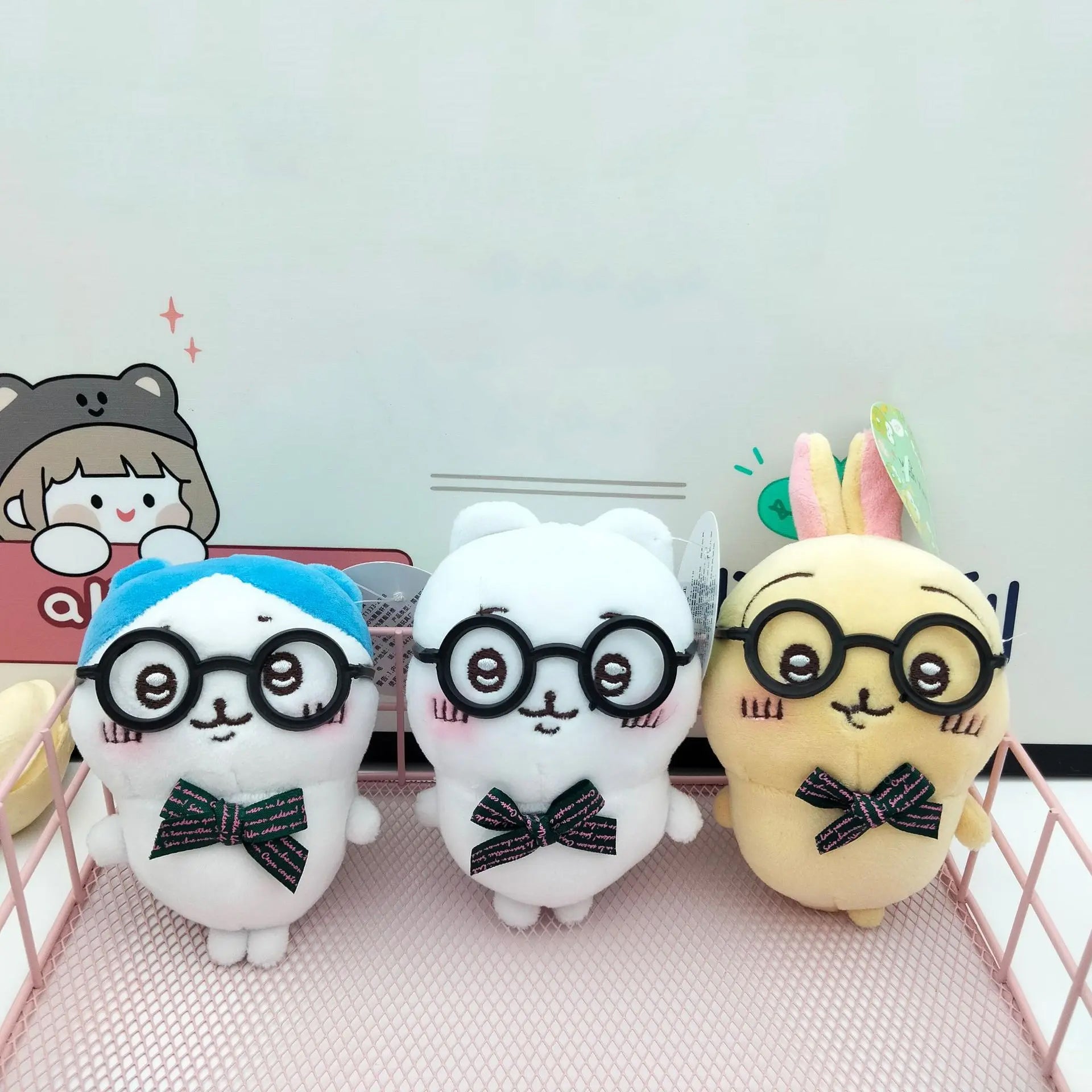 Kawaii Chiikawa Hachiware Usagi Cute plush backpack pendant keychain doll wearing glasses toys children's gift