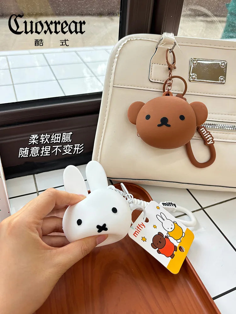Kawaii Miffy Silicone Coin Purse Cute Mini Earphone Case Pendant Boris Coin Storage Bag Toy Gift for Gril
