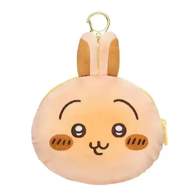 Kawaii Chiikawa Dorayaki Plush Backpack Pendant Anime Usagi Girl's Heart Cute Pinch Bread Plush Headphones Bag Coin Purse