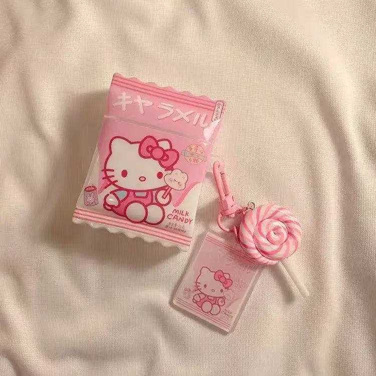 For AirPods 4 3 2 1 Pro Pro2 Earphone Case 3D Hello Kitty Candy Lollipop Silicone Cartoon Headphone Box With Pendant Cover