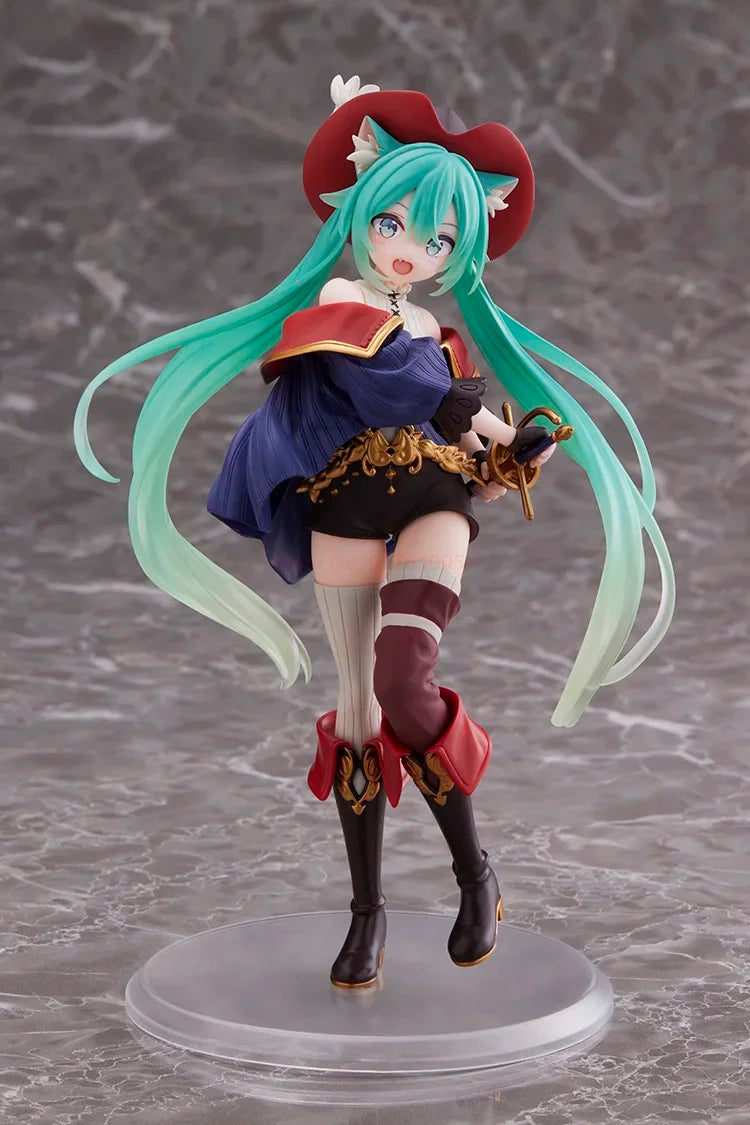 Taito Hatsune Miku Figure Wonderland Puss In Boots Anime Action Figurines Collection Model Statue Doll Toys Kid Gift