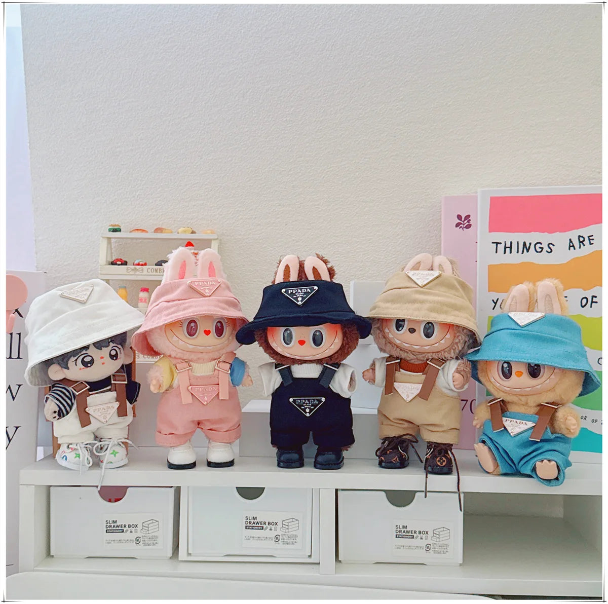 The first and second generations of Labubu only sell 17cm seated party clothes accessories inverted triangle workwear fashion (No Doll)