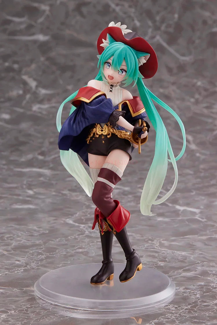 Taito Hatsune Miku Figure Wonderland Puss In Boots Anime Action Figurines Collection Model Statue Doll Toys Kid Gift