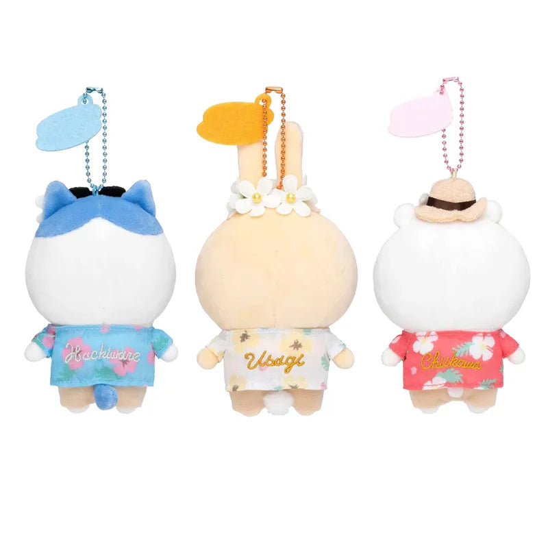 10cm cute Chiikawa Hachiware Usagi sightseeing and travel kawaii children's gift plush toy backpack key pendant