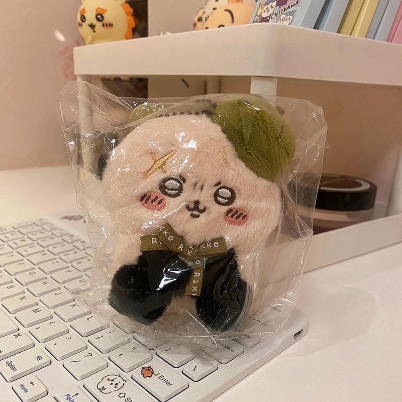 10cm Japanese version cartoon Chiikawa Hachiware Usagi cute boy and girl gift beret sitting plush doll backpack key pendant