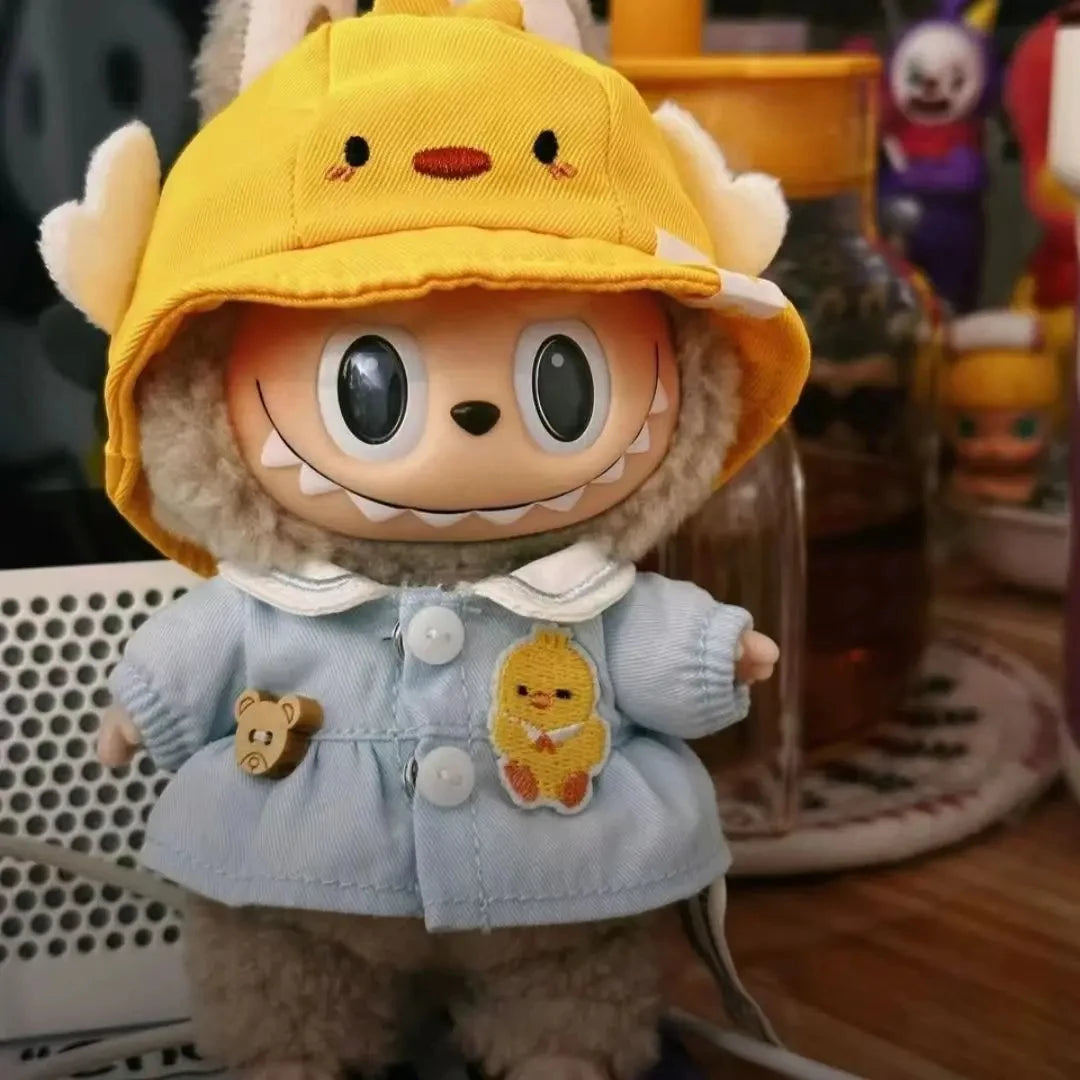 17cm Kawaii Labubu Lisa Same Clothes Fall In Wild Series The Monsters Labubu Plush Doll Changing Clothes Diy Skirt Game Custom