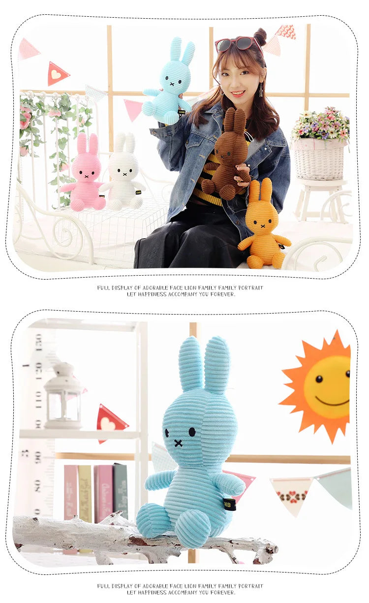 8Inch Kawaii Cute Striped Miffy Rabbit PP Cotton Stuffed Figure Toy Peripheral Doll Christmas Gift for Girls Boys
