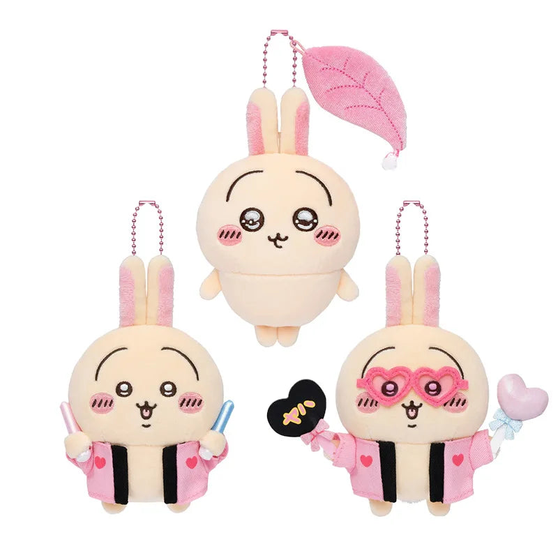 Rabbit Usagis Cheering Series Plush Doll Pendant Self-deprecating Bear Popular Cartoon Toy Keychain Bag Ornament Birthday Gift