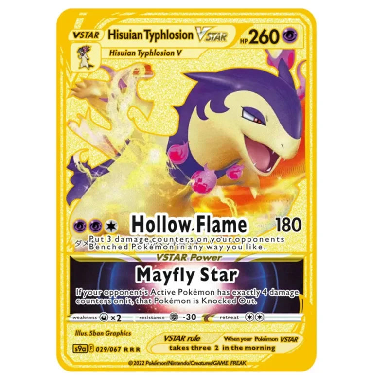 English Metal Pokemon Cards DIY Arceus Pikachu Mewtwo Shiny Iron GX Vmax EX Game Kids Collection Card Toy Gift pokemon card