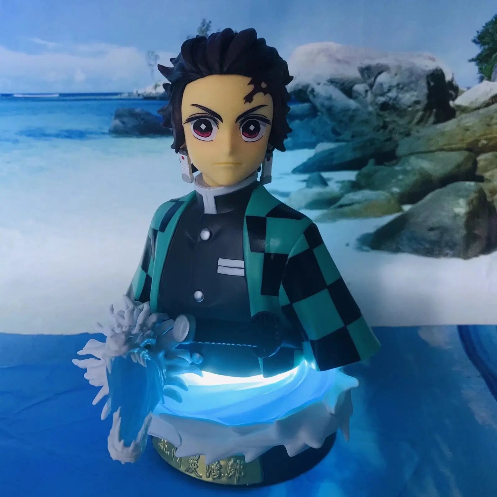 Demon Slayer Figures Gk Bust Tanjiro Bust Model Remote Control Luminous Ornament Box Figure Collectible Desktop Toys