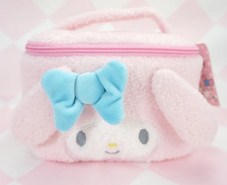 Sanrio Hello Kitty Plush Cosmetic Bag Cute Kuromi My Melody Zipper Large Women Travel Make Up Toiletry Bag Washing Pouch Pouch