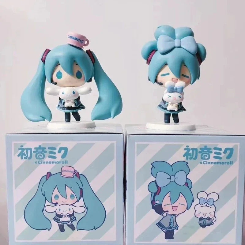 Anime Hatsune Miku Cinnamoroll Antion Figure Cute Beautiful Miku Cartoon Figurine Q Version PVC Model Decorations Children Gift
