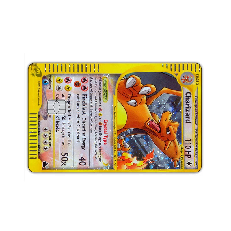27 Options Available PTCG Charizard Credit Card Skin Sticker Anti-degaussing No Adhesive Residue for VISA Card Debit Card Anime
