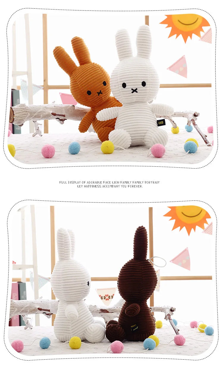 8Inch Kawaii Cute Striped Miffy Rabbit PP Cotton Stuffed Figure Toy Peripheral Doll Christmas Gift for Girls Boys