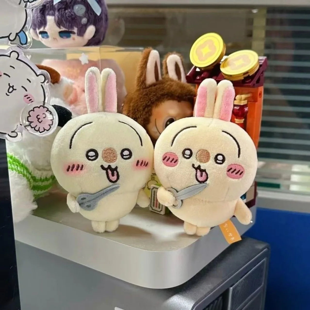 Self-deprecating Bear New Scissors Rabbit Usagis Plush Doll Girl Bag Pendant Cartoon Plush Toy Keychain Decoration Birthday Gift