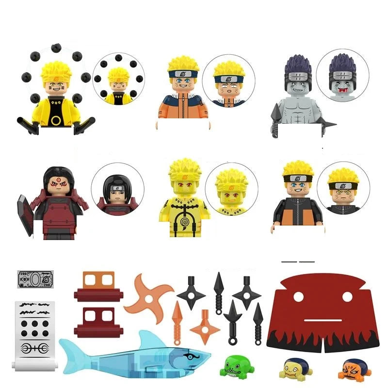 Naruto Sasuke Sakura Kakashi Obito Jiraiya Tsunade Anime Mini Man Blocks Figure